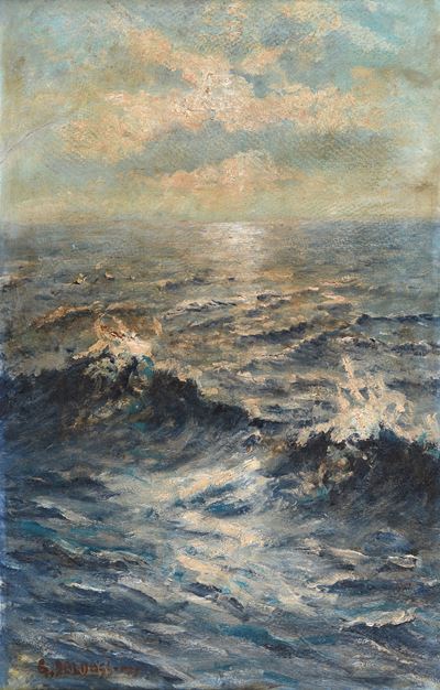 Marina, olio su cartone