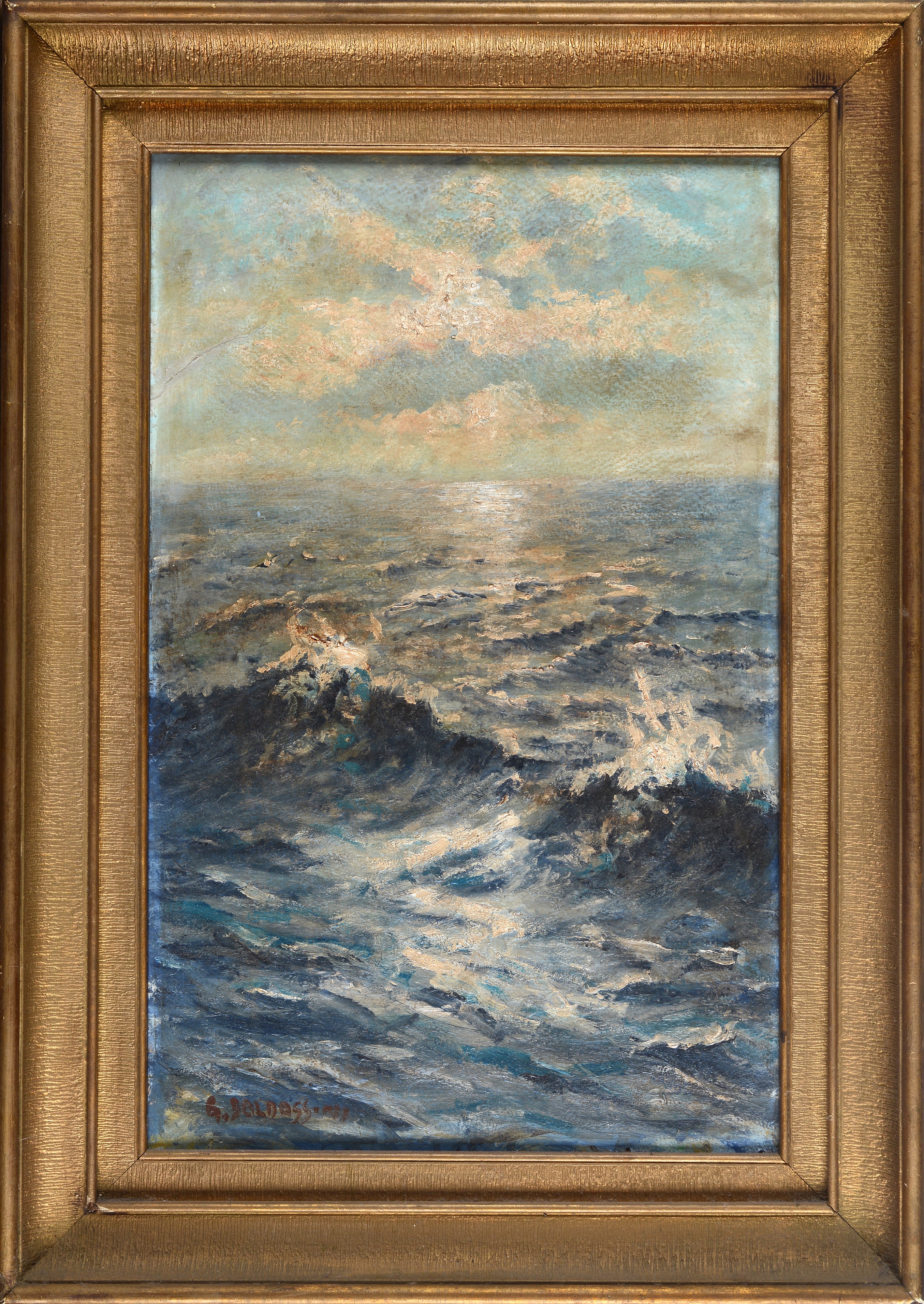 Guglielmo Baldassini - Marina, olio su cartone