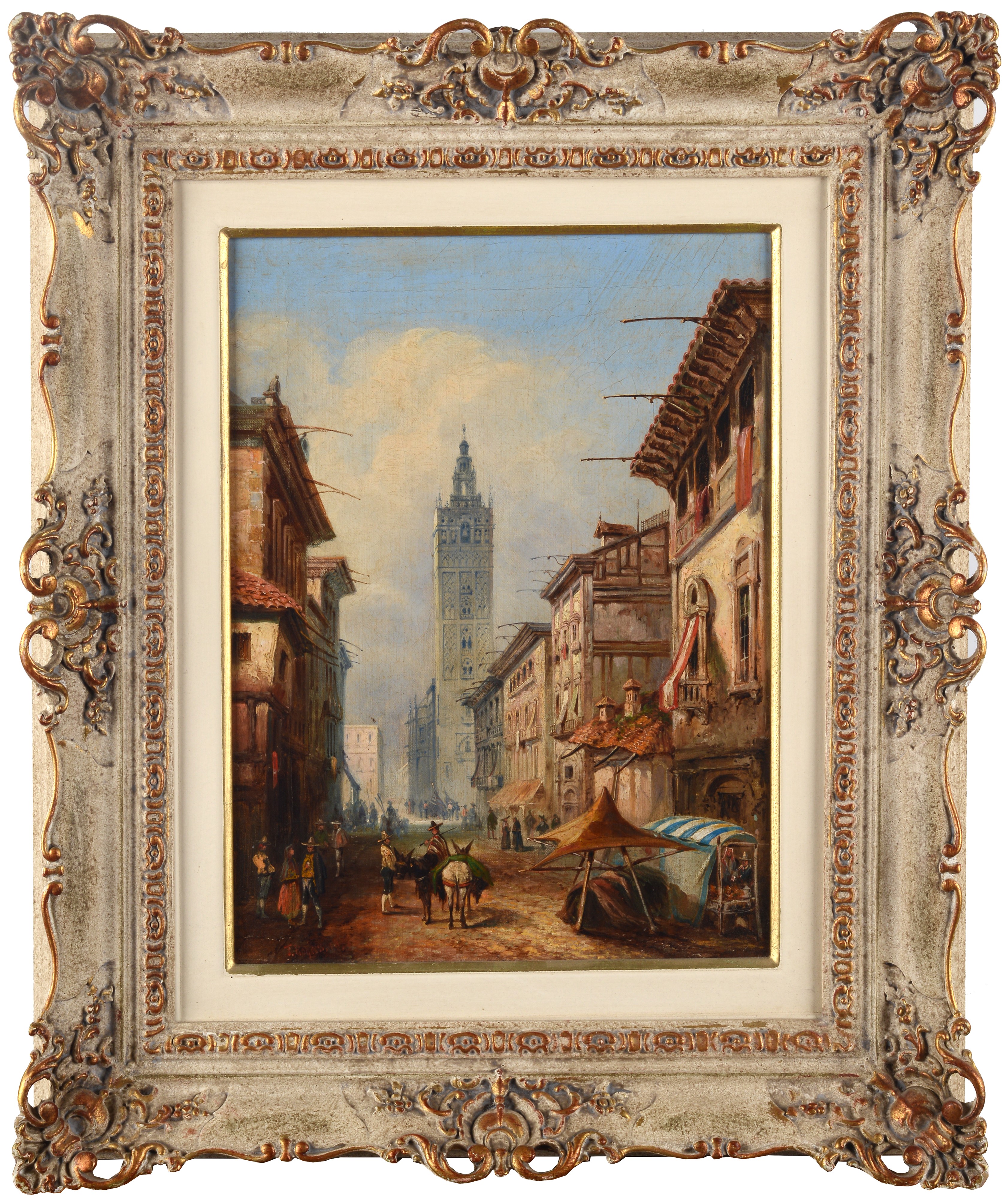 Anonimo, XIX Sec. - Anonimo del XIX secolo, Veduta della Giralda a Siviglia, olio su tela (1877)