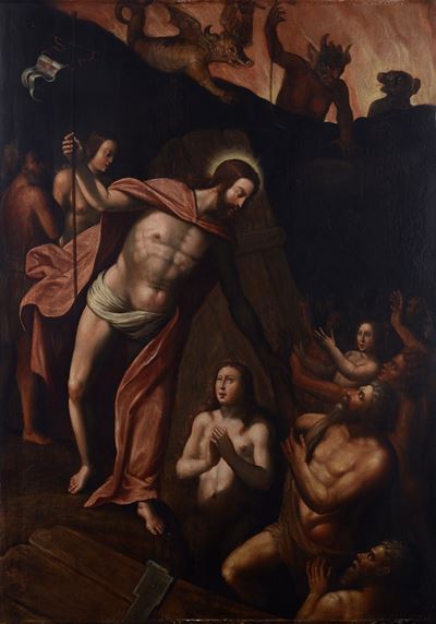 Scuola Lombarda, XVI - XVII secolo, Cristo in Purgatorio, olio su tavola