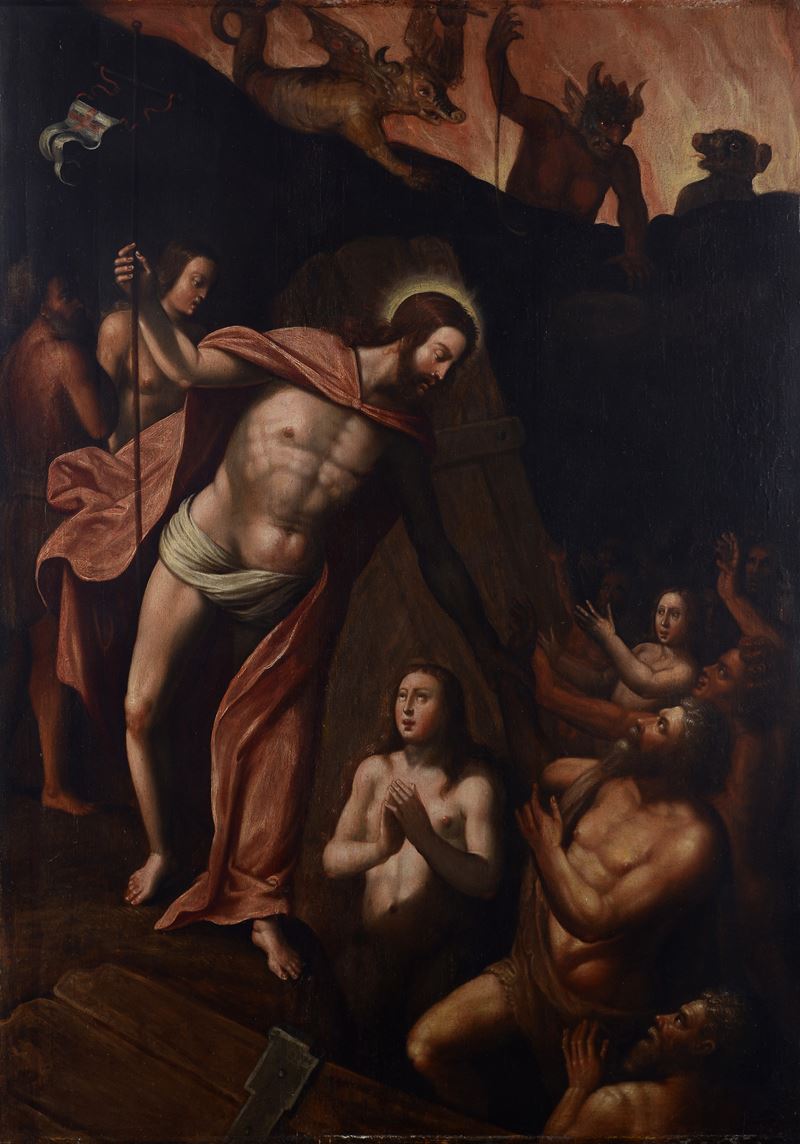 Scuola Lombarda, XVI - XVII Sec. - Scuola Lombarda, XVI - XVII secolo, Cristo in Purgatorio, olio...