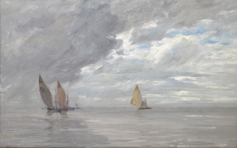 Guglielmo Ciardi - Laguna Veneta, olio su tela