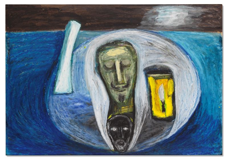 Mimmo Paladino - Blu (Mare del Nord), olio su tavola