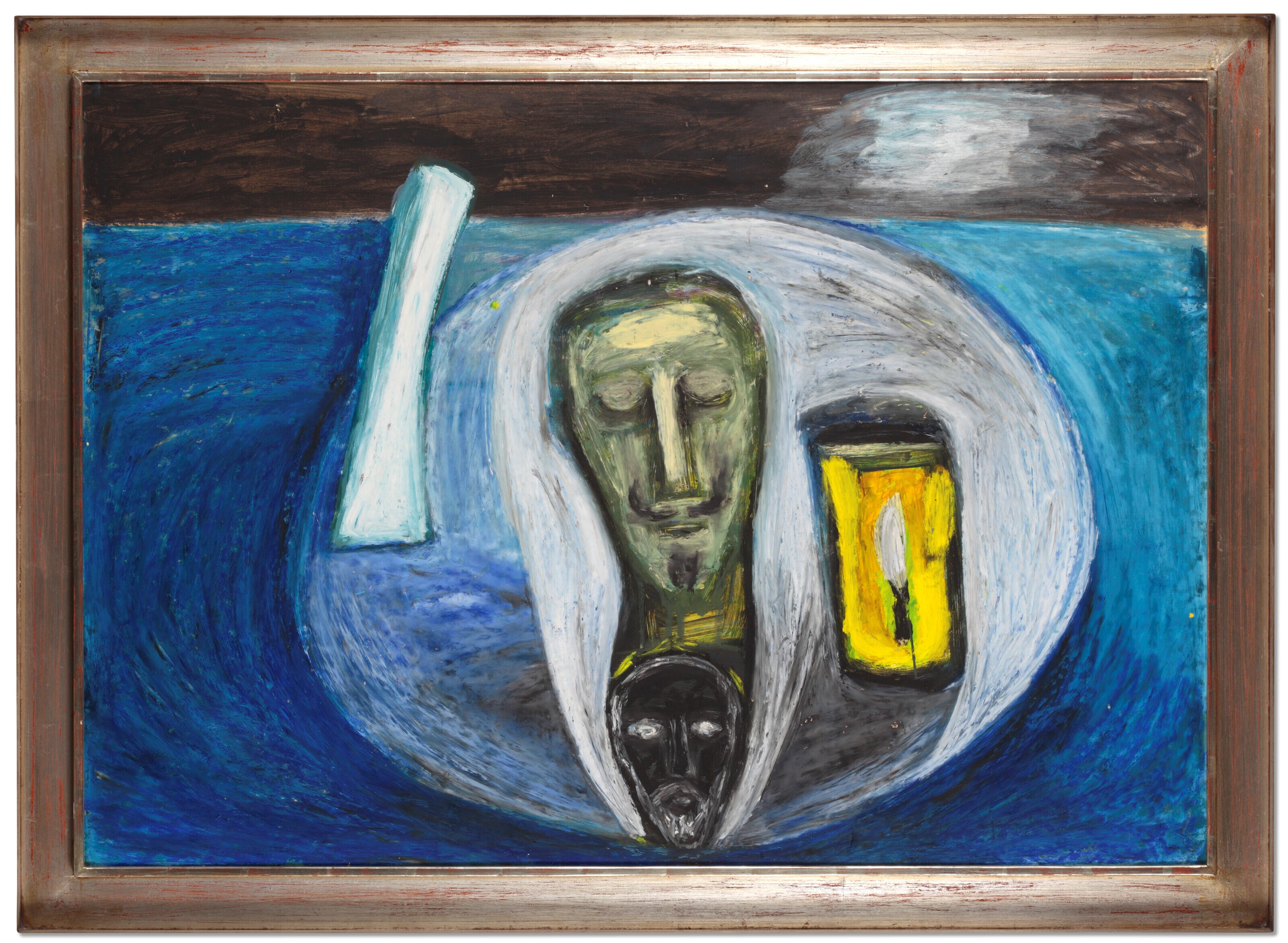 Mimmo Paladino - Blu (Mare del Nord), olio su tavola