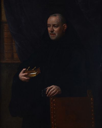 Ritratto di frate con libro, olio su tela