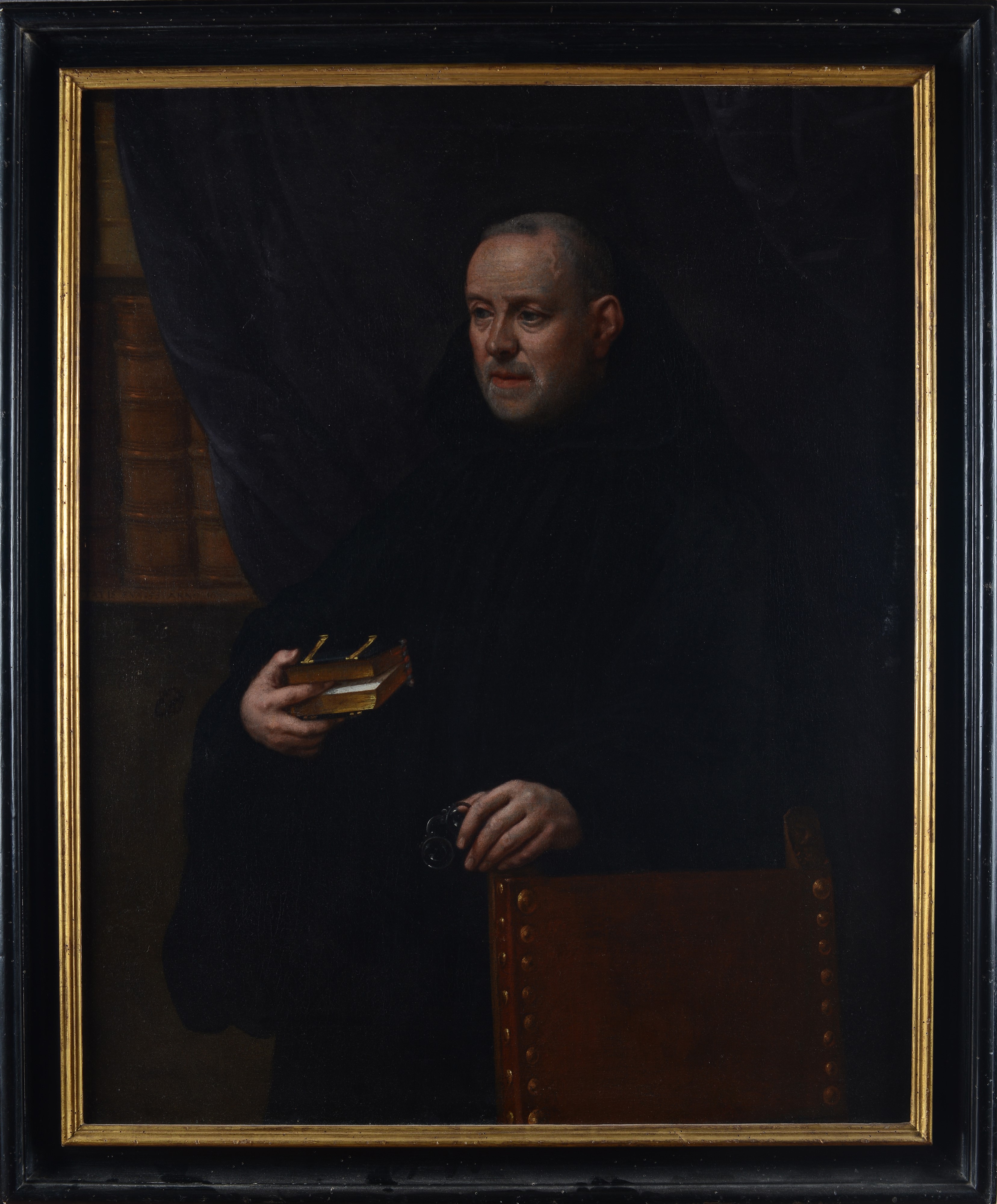 Leandro Bassano - Ritratto di frate con libro, olio su tela