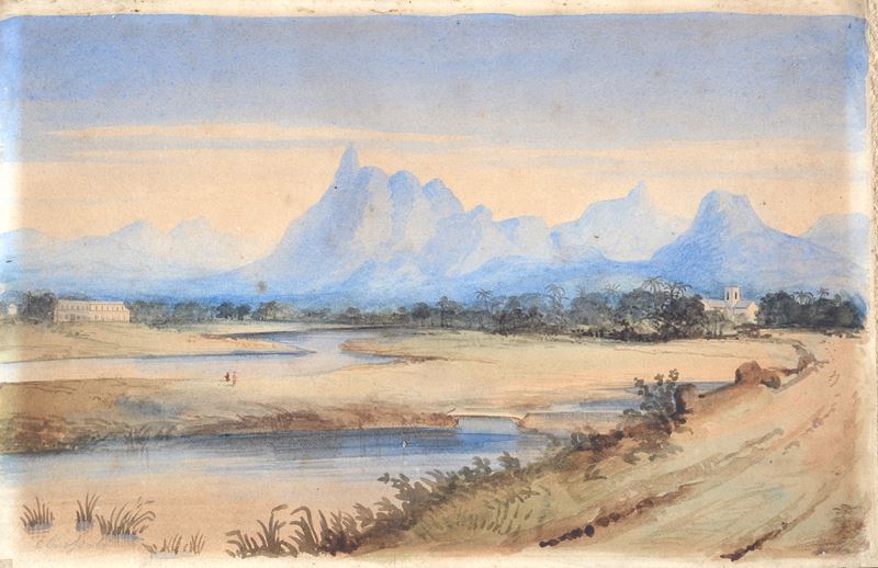 Attr. a Carlo Bossoli - Paesaggio, acquerello su carta