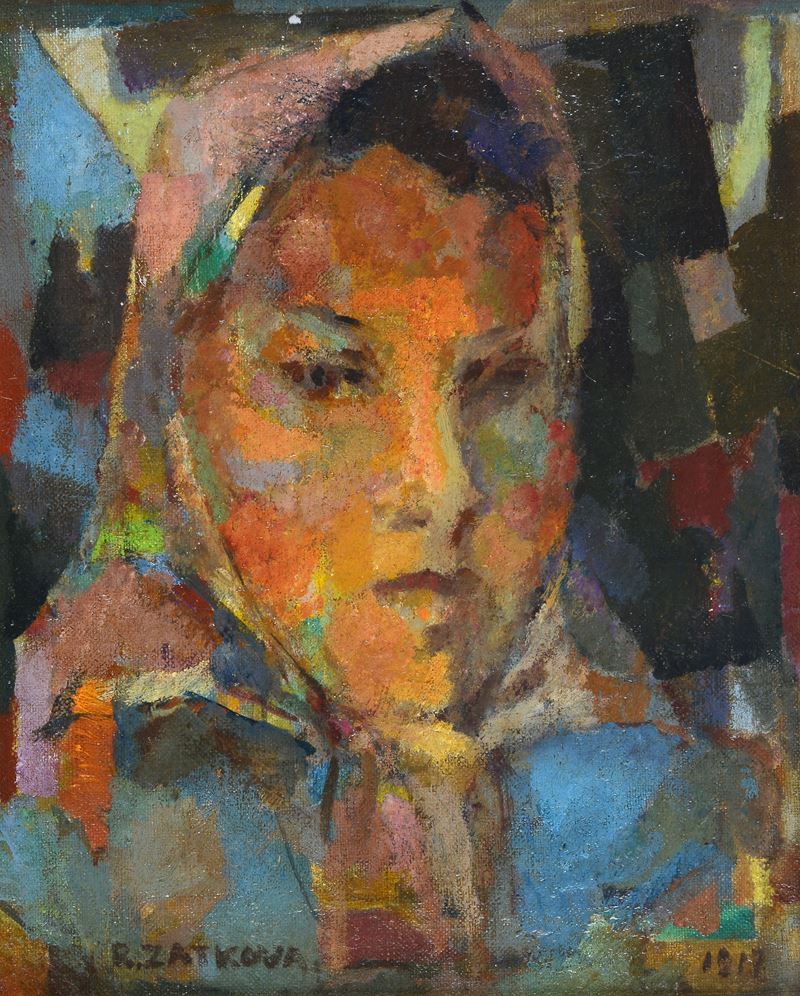 Attr. a Růžena Zátková - Donna con Foulard