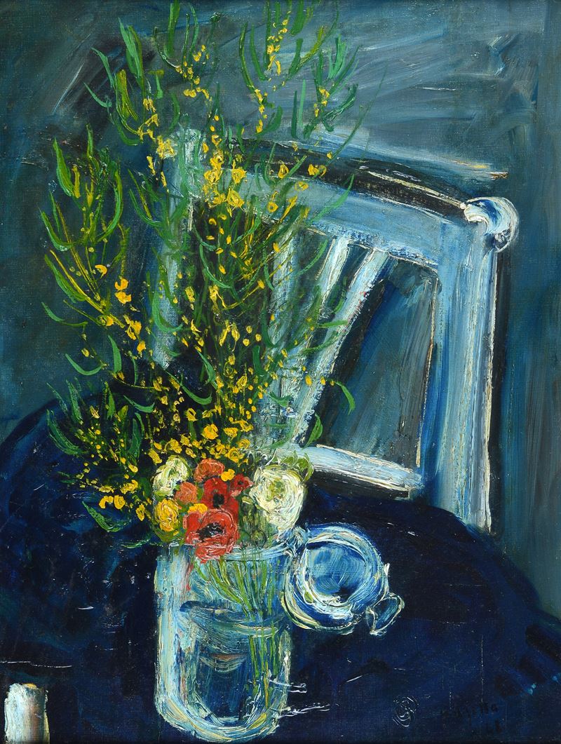 Guido Pajetta - Vaso con fiori, olio su tela (1948)