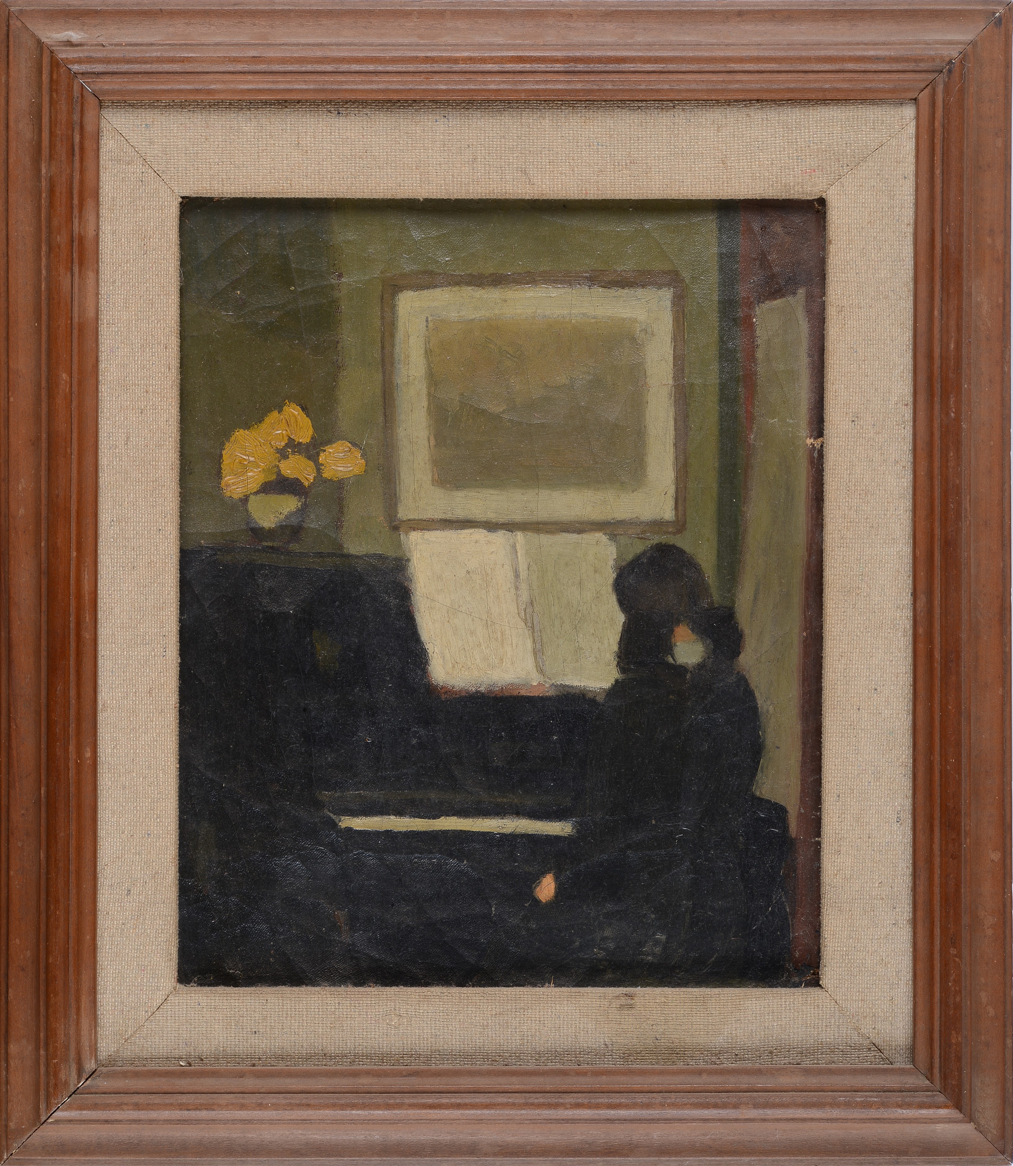 Oscar Ghiglia - Rina Gonnelli al piano, olio su tela riportata su cartone (1910 ca.)