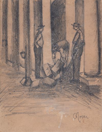 I Lastricatori, matita su carta (1920)