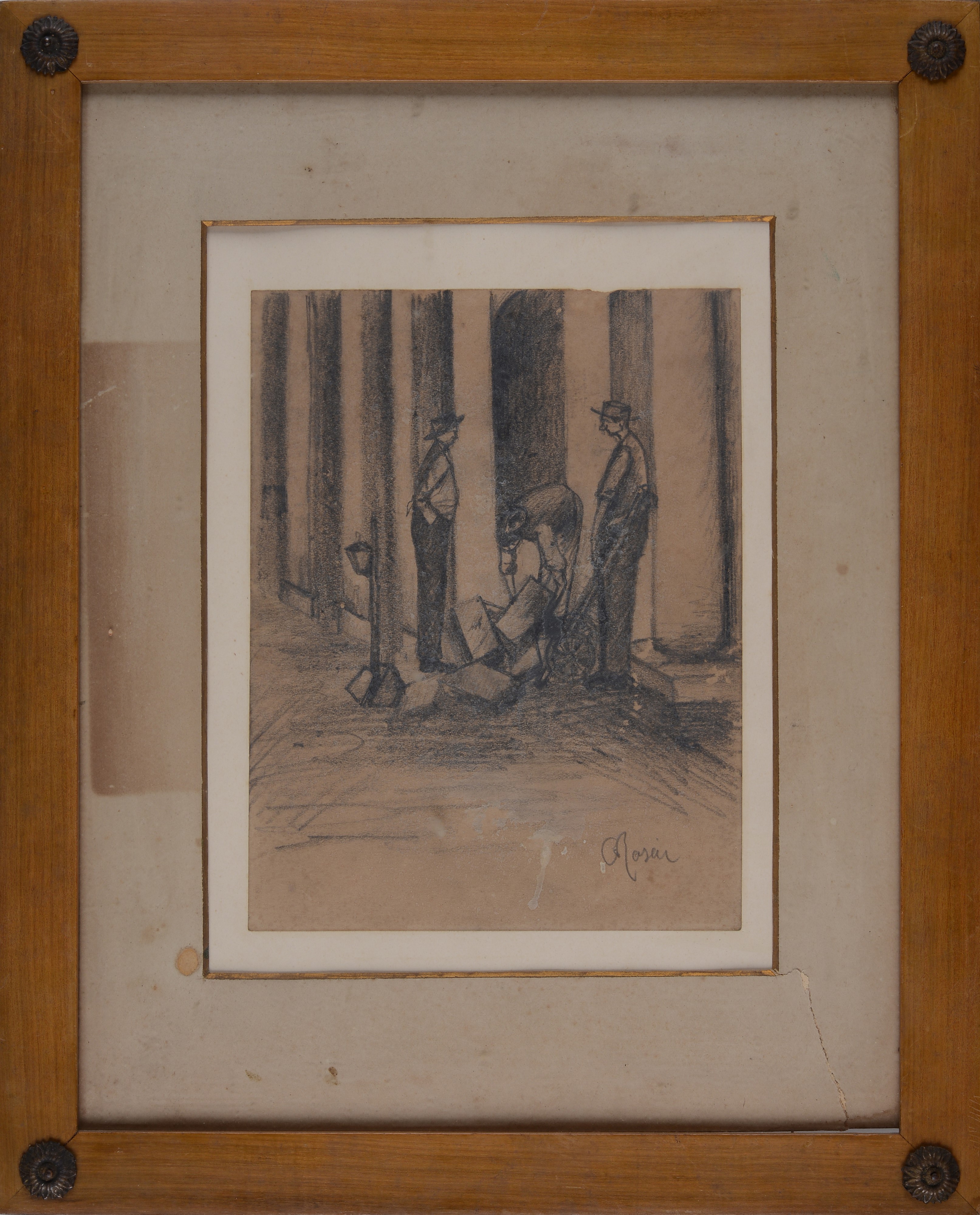 Ottone Rosai - I Lastricatori, matita su carta (1920)