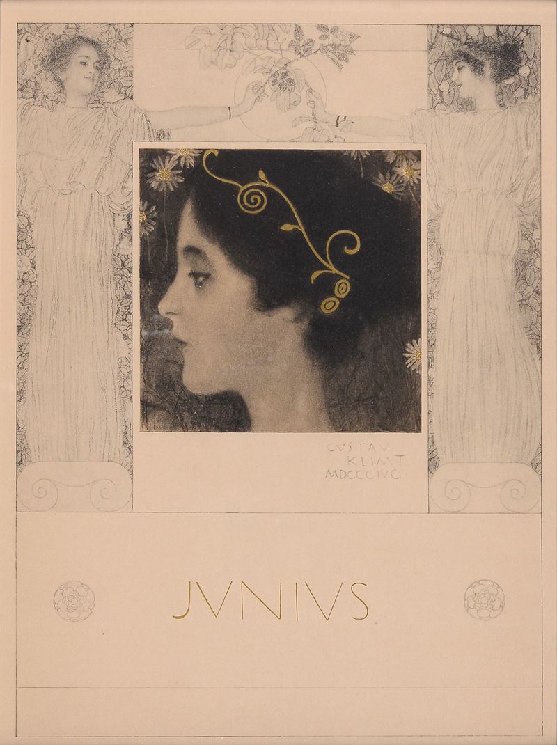 Gustav Klimt - Allegorie (serie 1), litografia con oro