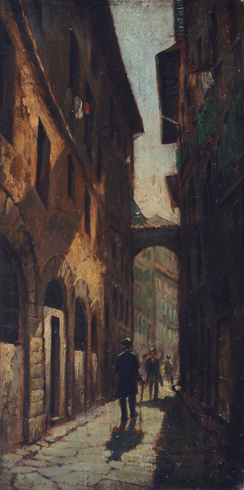 Telemaco Signorini - Scorcio di antico vicolo fiorentino