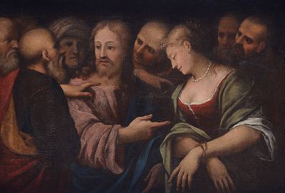 Cristo e l’Adultera, olio su tela