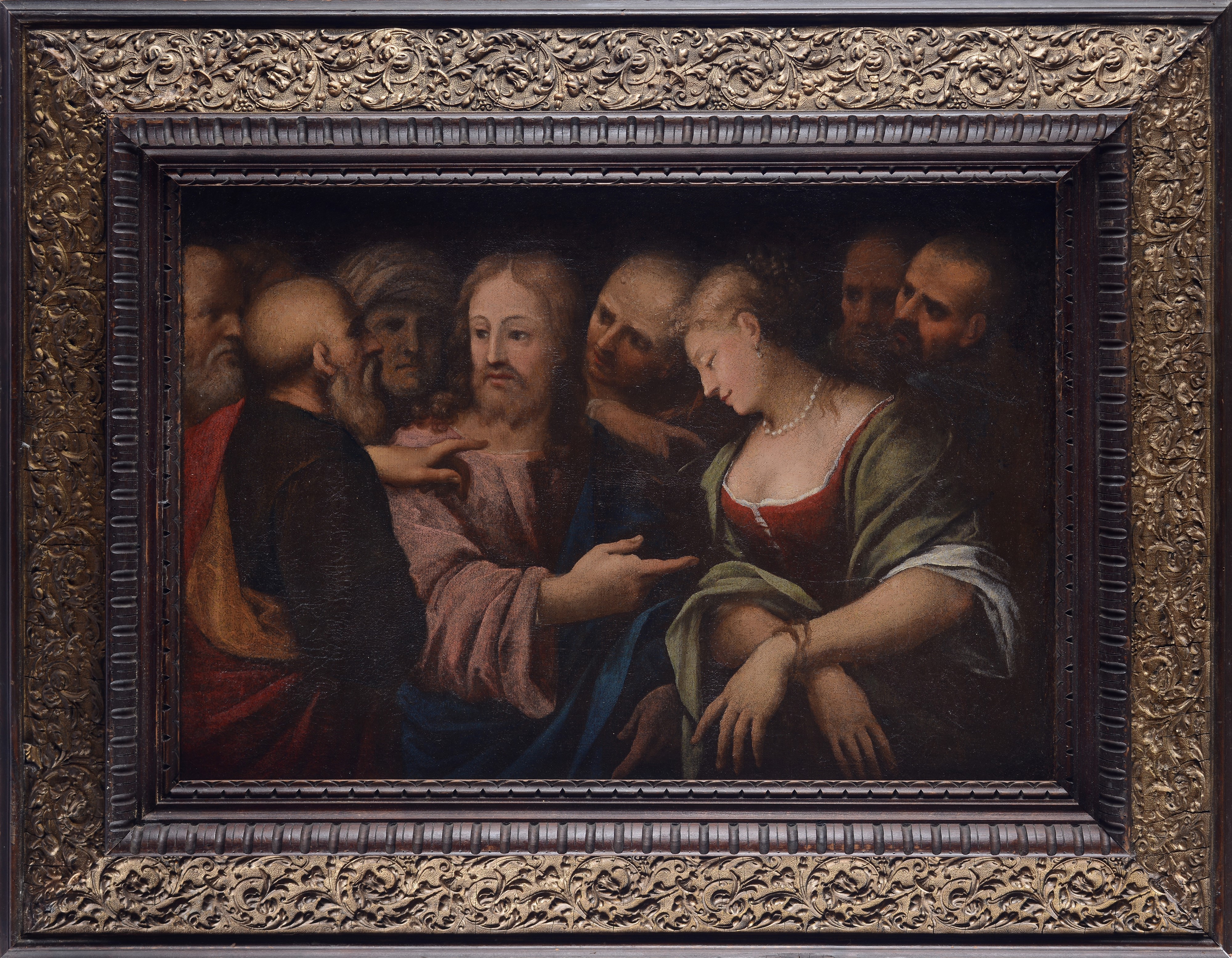 Attr. a Rocco Marconi (venezia, 1480-1490 – Prima del 13 Maggio 1529) - Cristo e l’Adultera, olio...