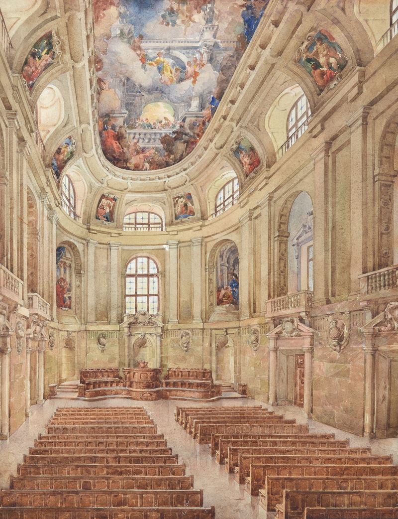 Anonimo, XIX Sec. - Anonimo, XIX secolo, Interno di chiesa