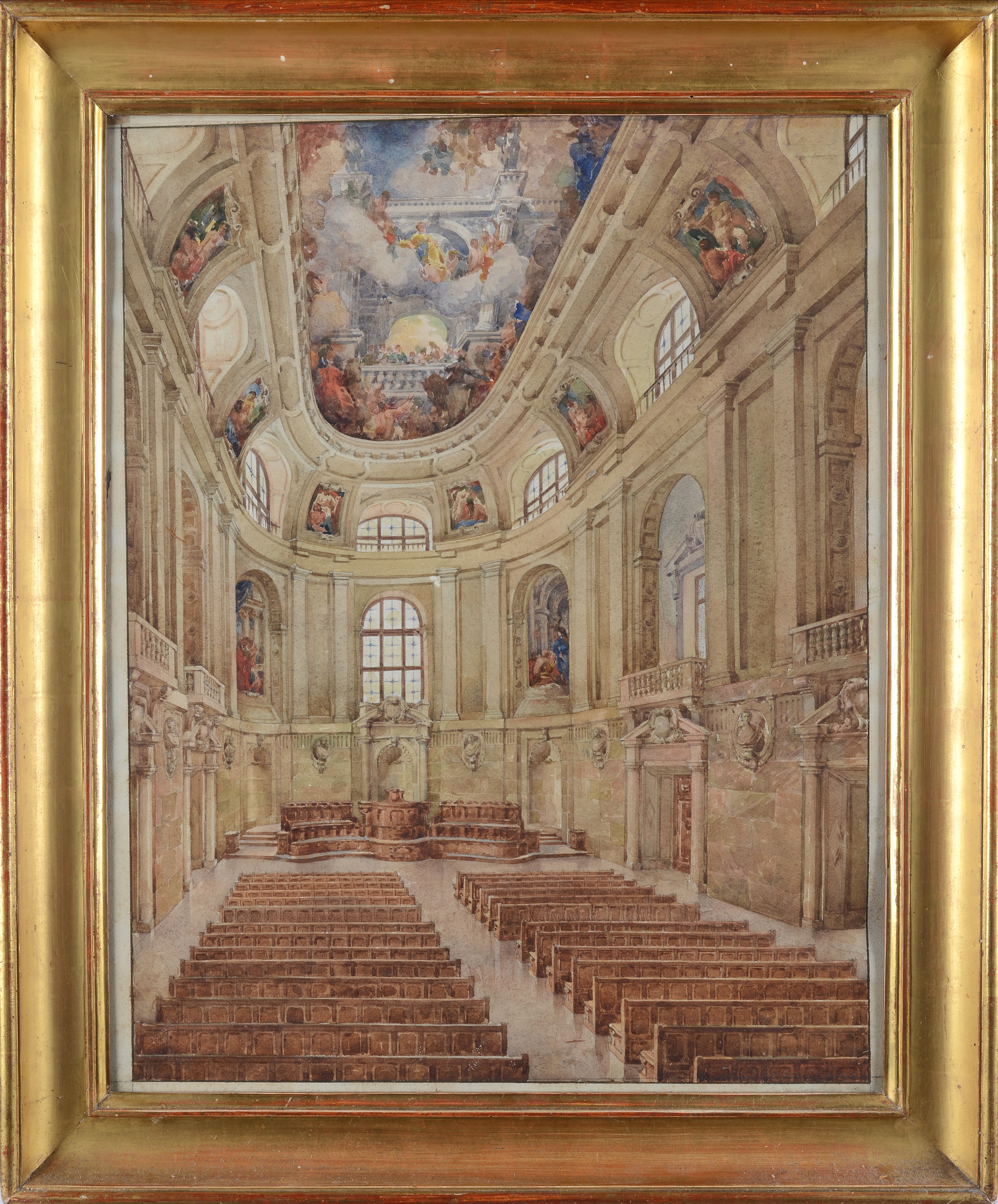 Anonimo, XIX Sec. - Anonimo, XIX secolo, Interno di chiesa