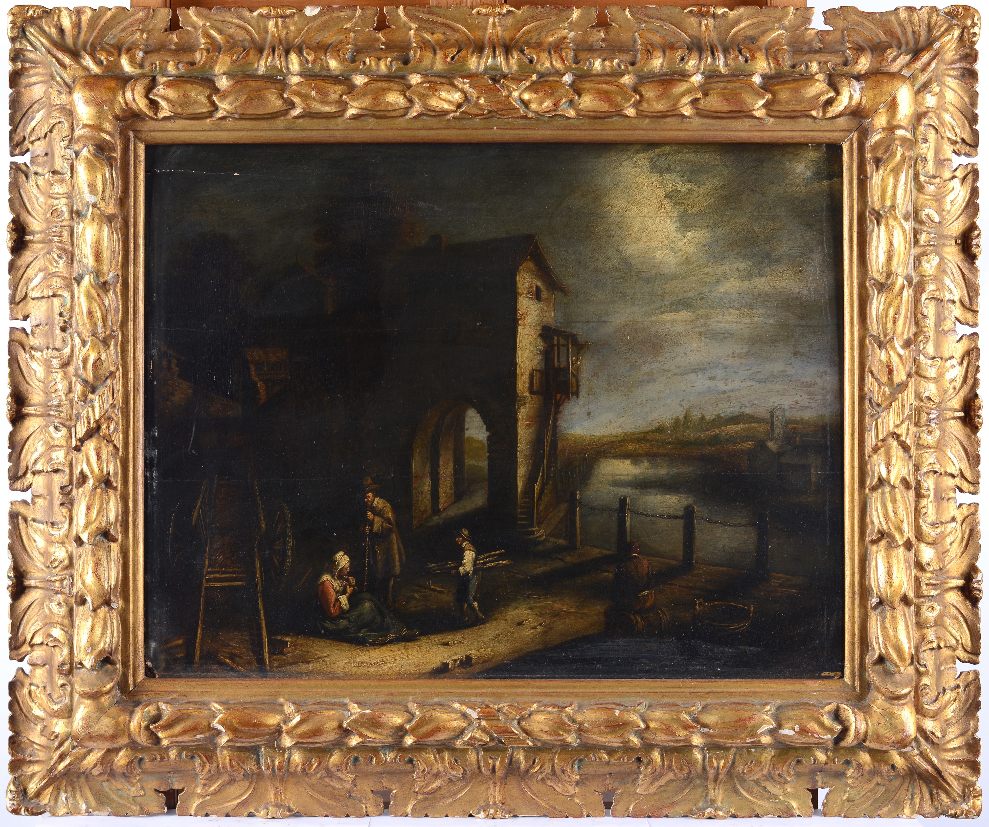 Scuola Fiamminga, XVII Sec. - Scuola fiamminga, Paesaggio con contadini