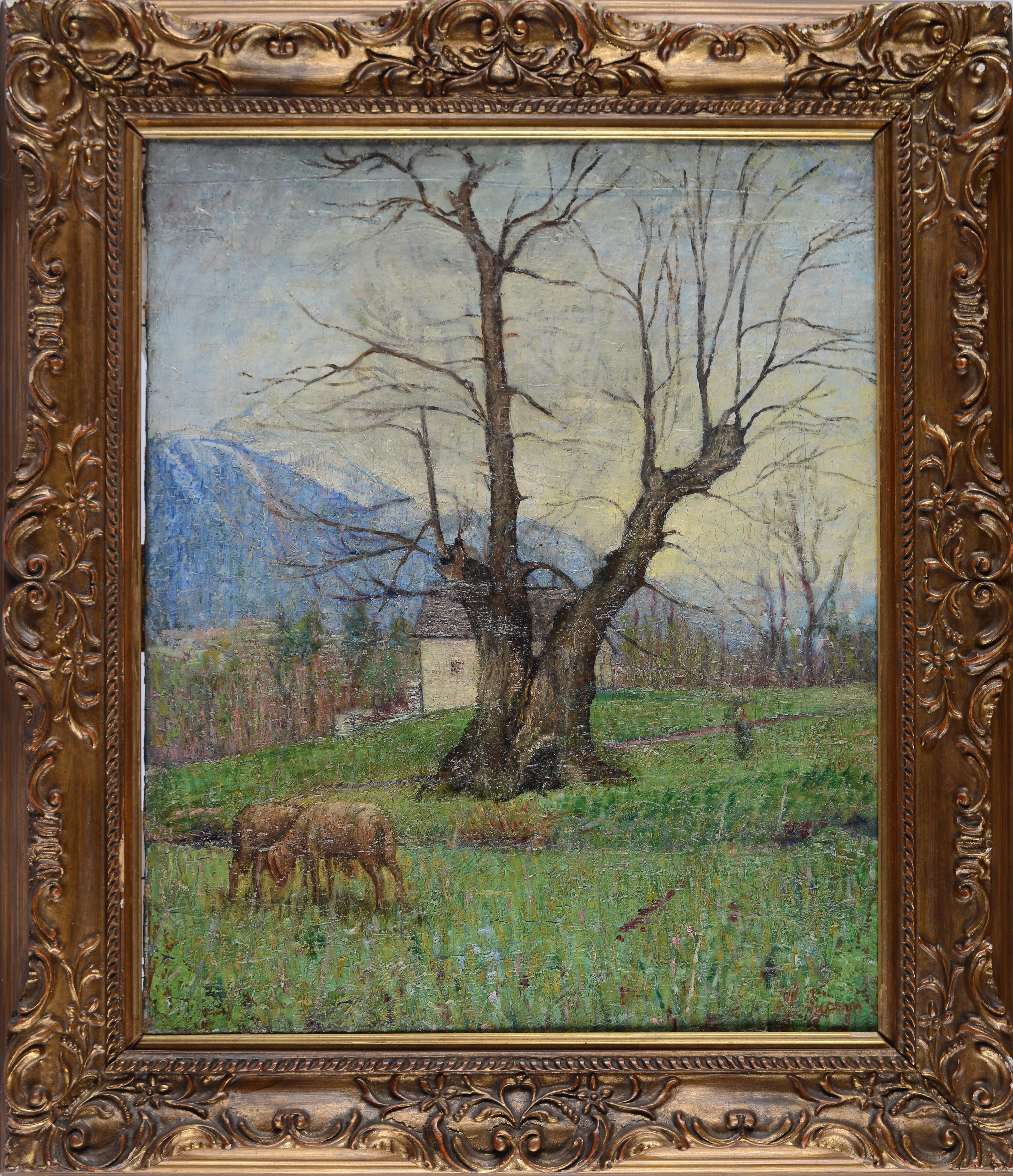 Francesco Giorgis - Paesaggio in Val Vigezzo, olio su tela