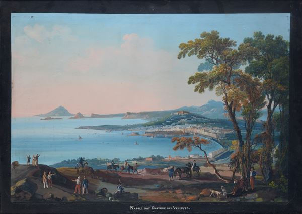 Anonimo, inizi XIX sec. - Napoli dal cratere del Vesuvio