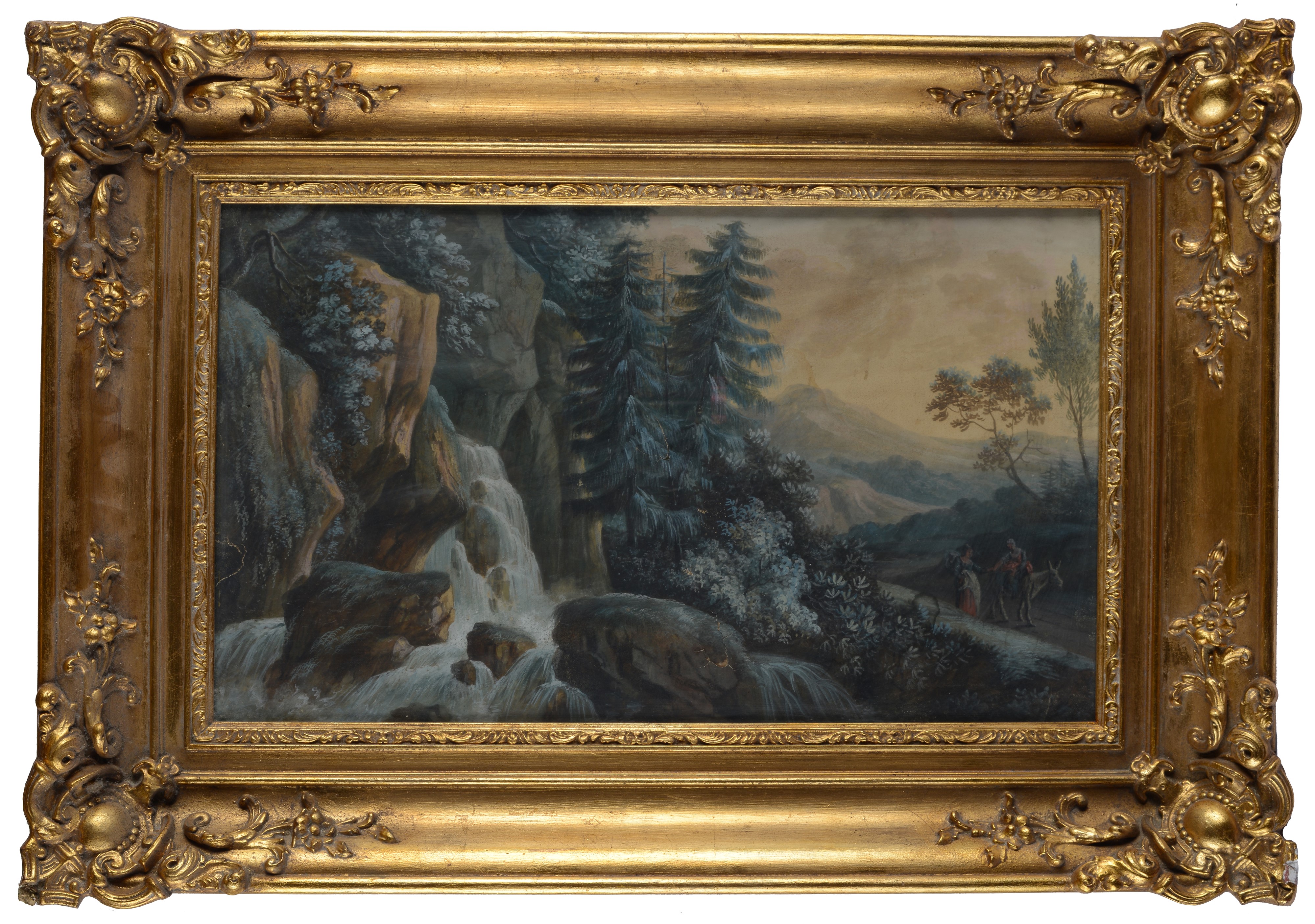 Anonimo, Inizi XIX Sec. - Anonimo, inizi XIX secolo, Paesaggio con cascata