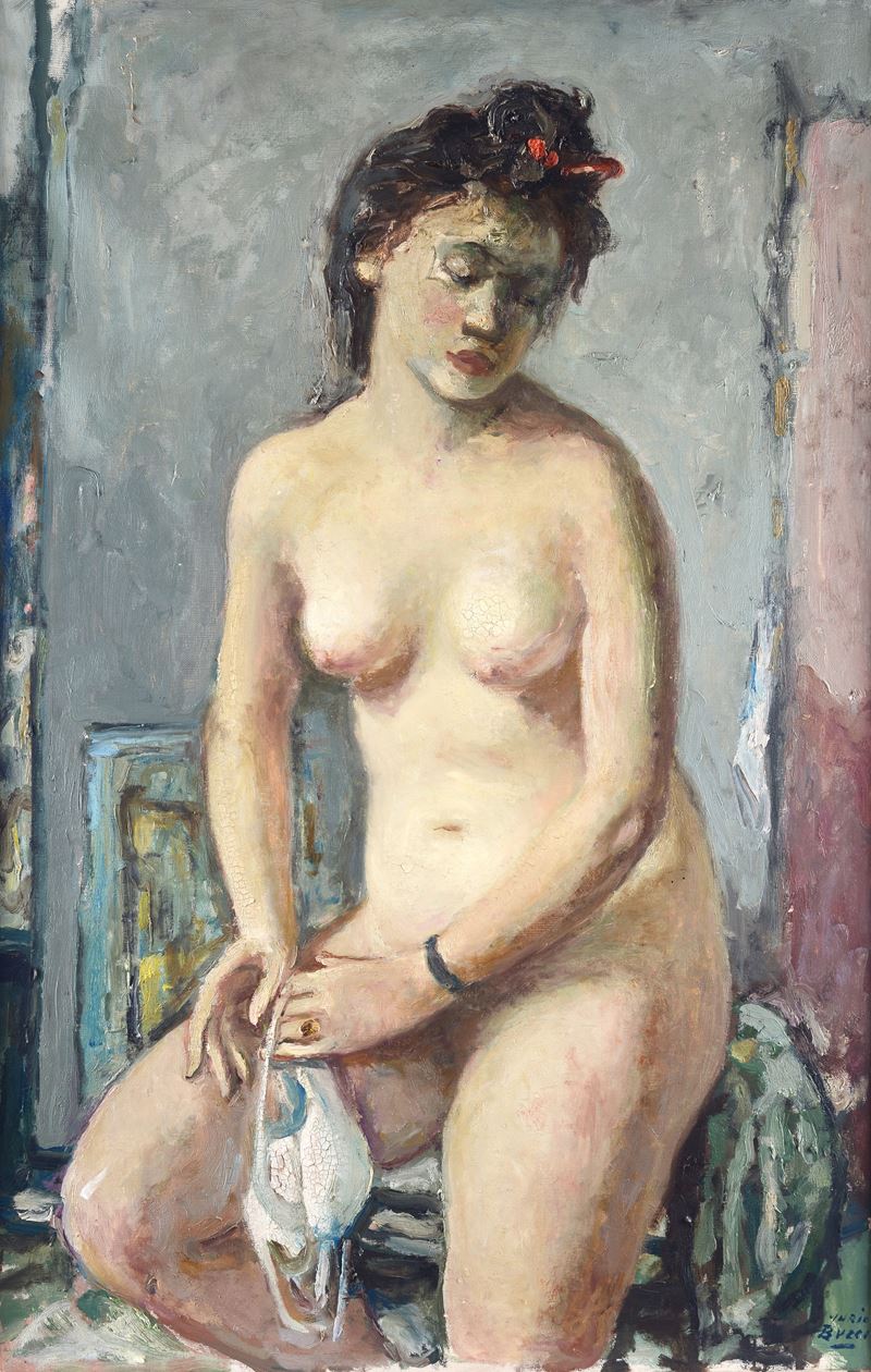 Mario Bucci - Nudo con reggipetto, olio su tela (1938)