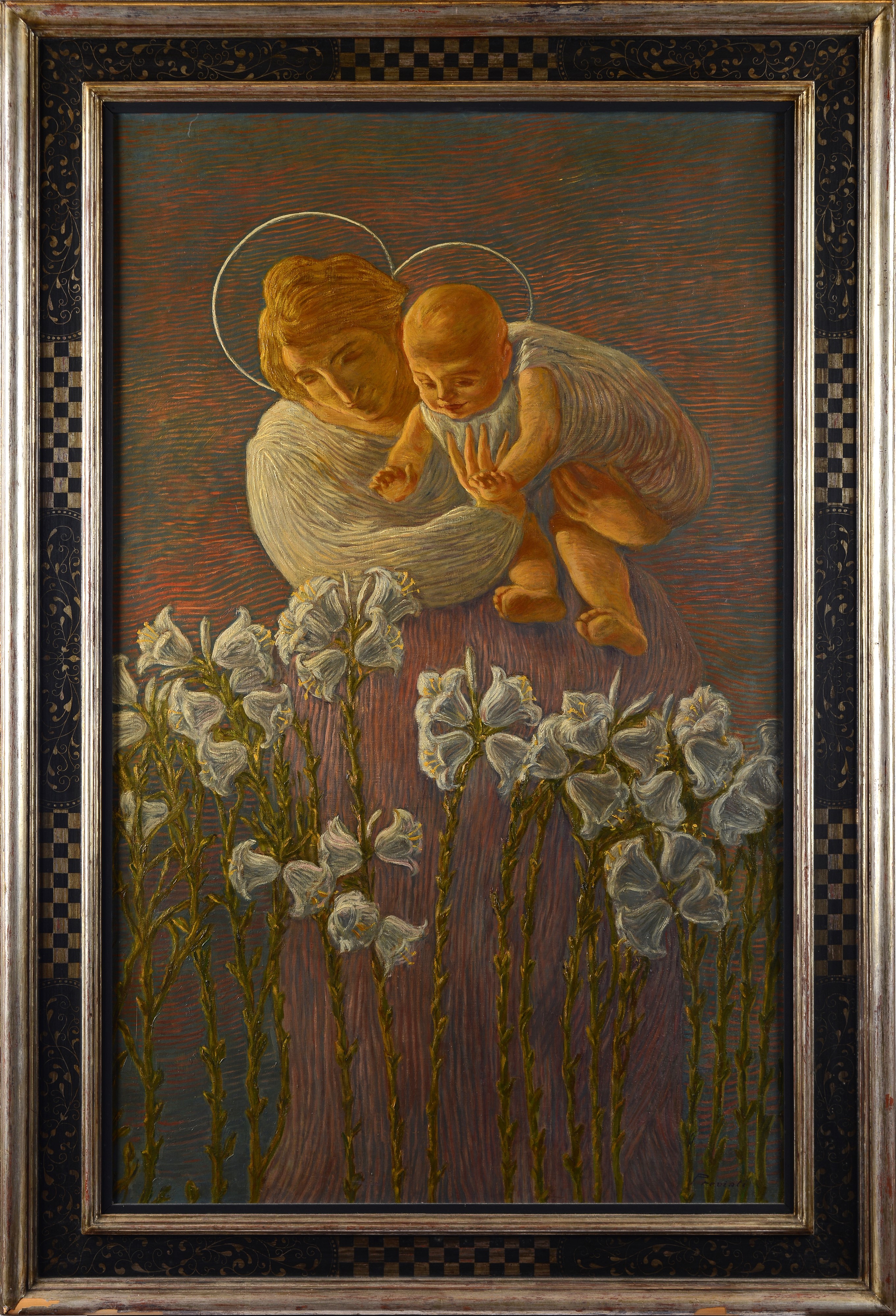 Gaetano Previati - Madonna dei gigli (Il mattino della vita), olio su tela