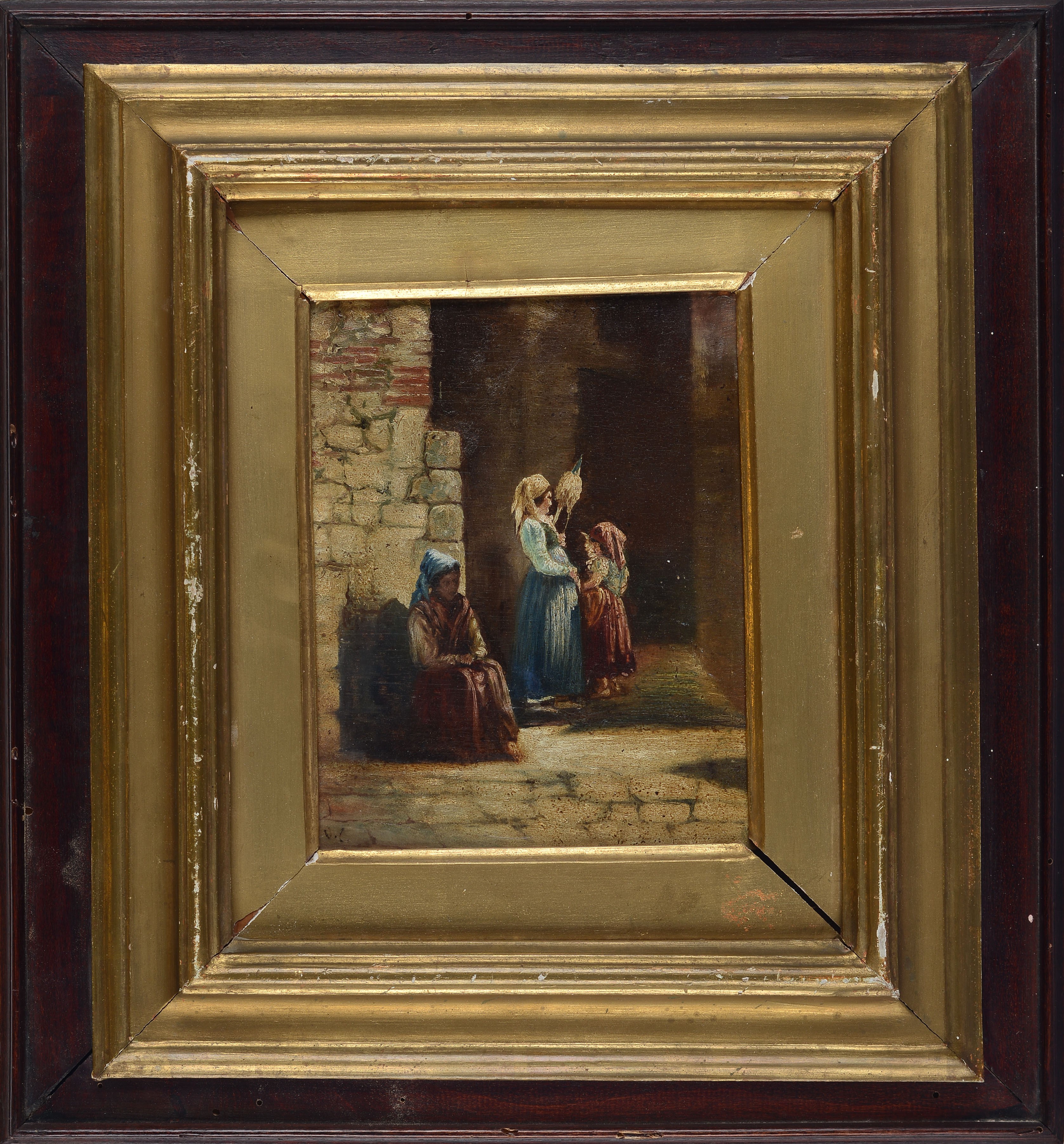 Vincenzo Cabianca - La filatrice, olio su tavola (bozzetto, 1862)