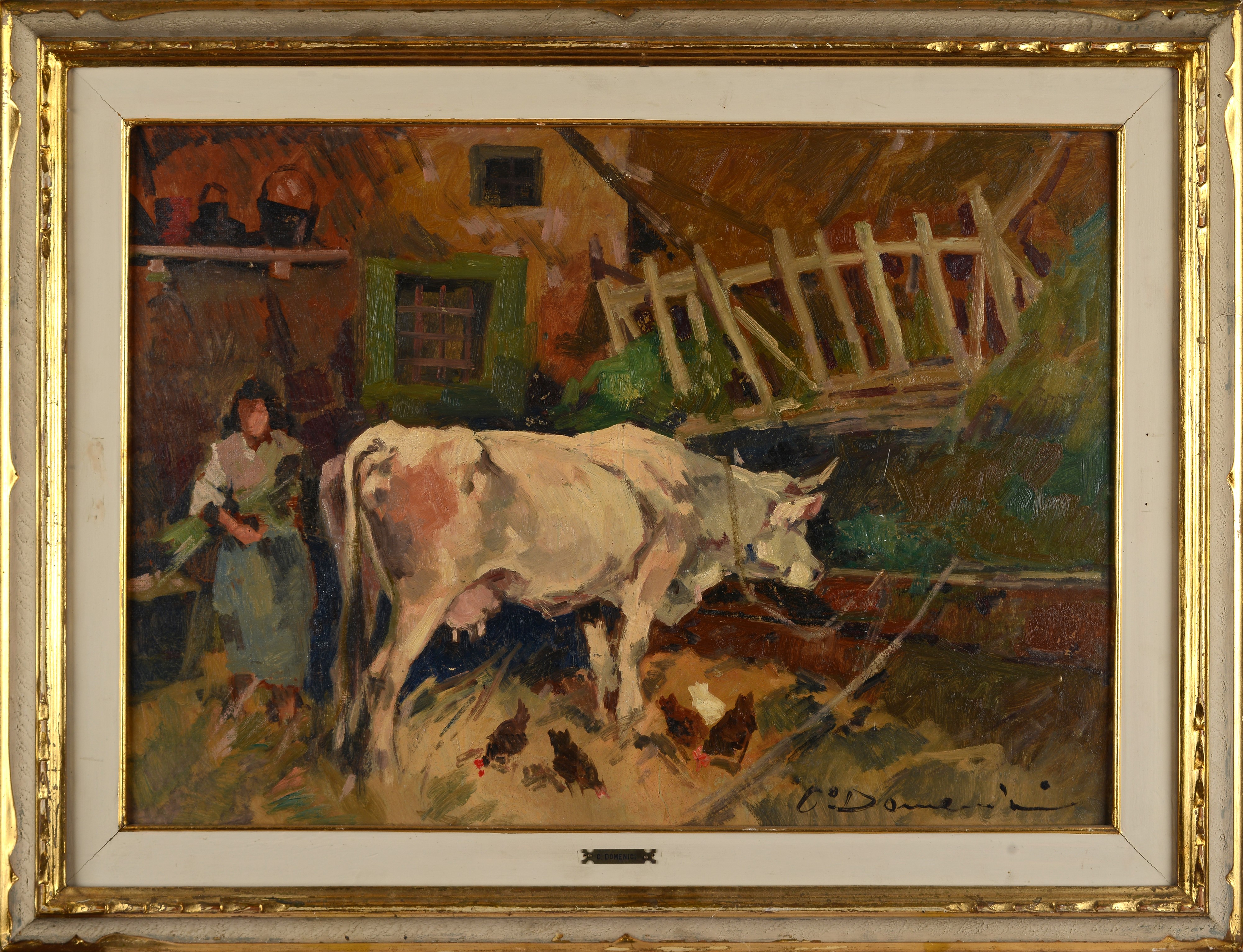 Carlo Domenici - Interno, olio su faesite