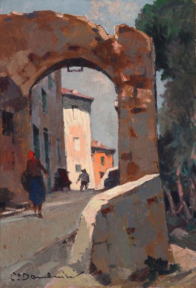 Vicolo, olio su faesite