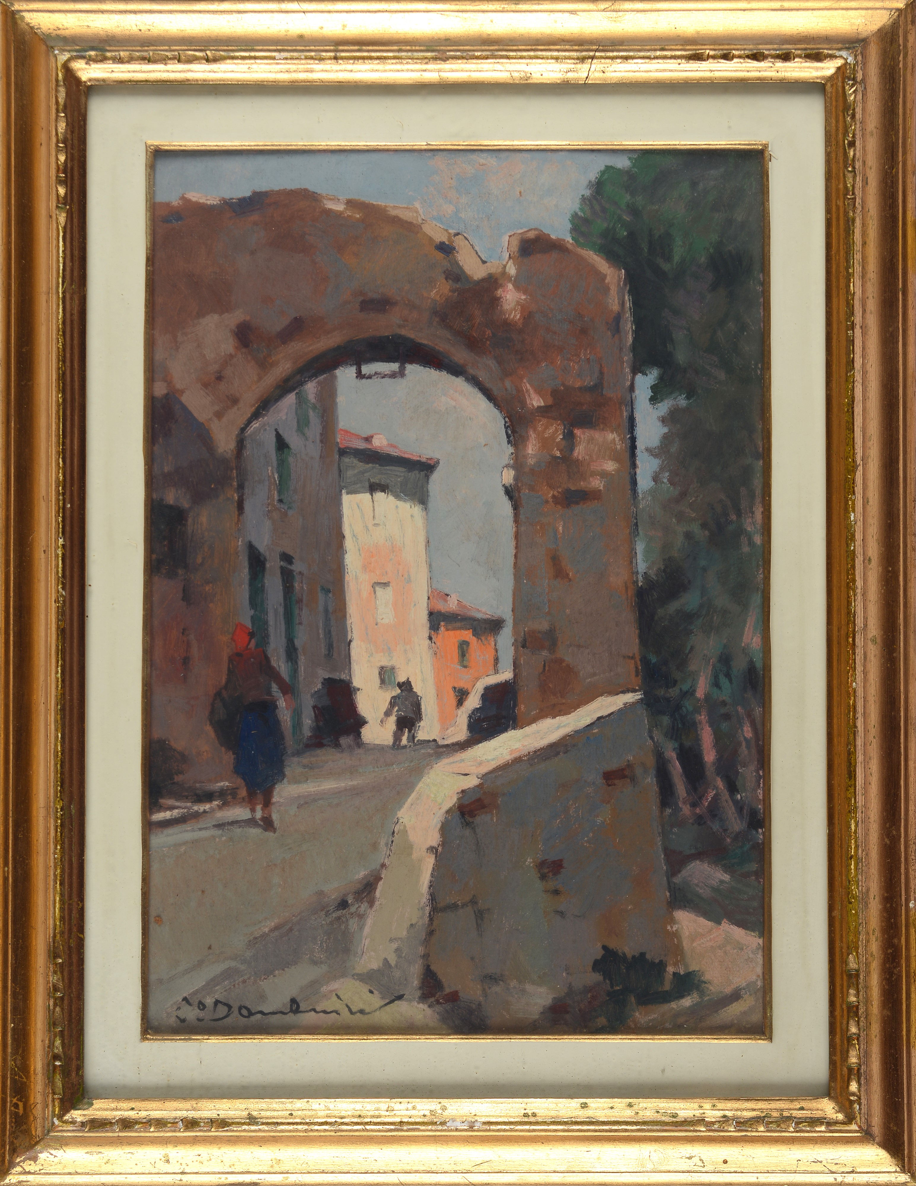Carlo Domenici - Vicolo, olio su faesite