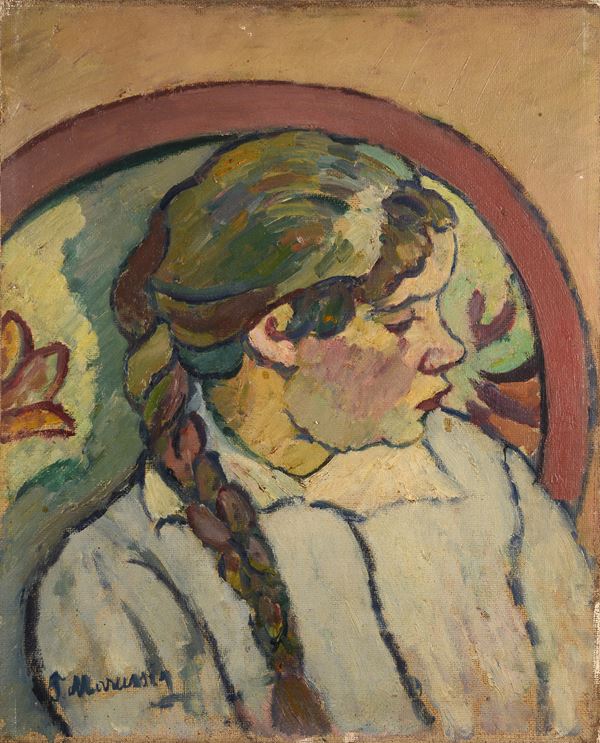 Piero Marussig - Fanciulla con la treccia