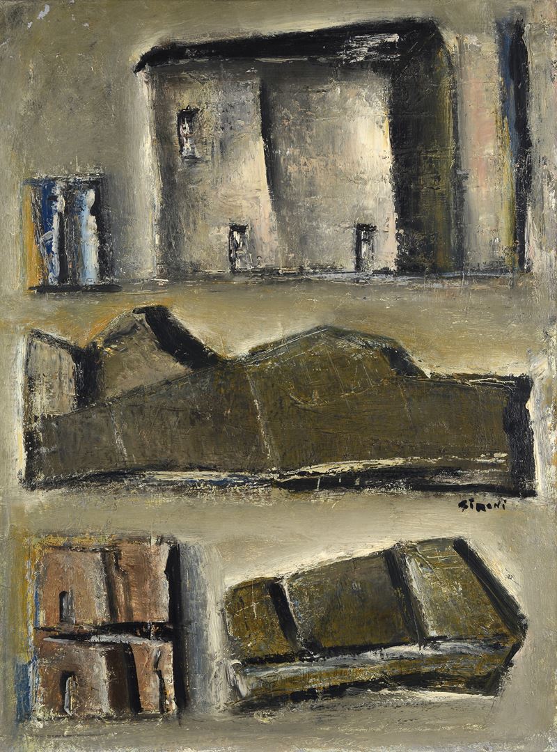 Mario Sironi - Composizione, olio su tela