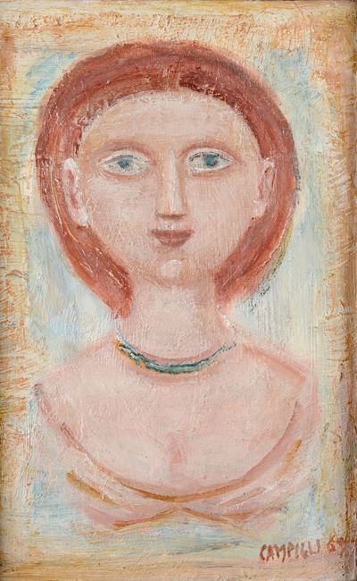 Donna con collana, olio su tela