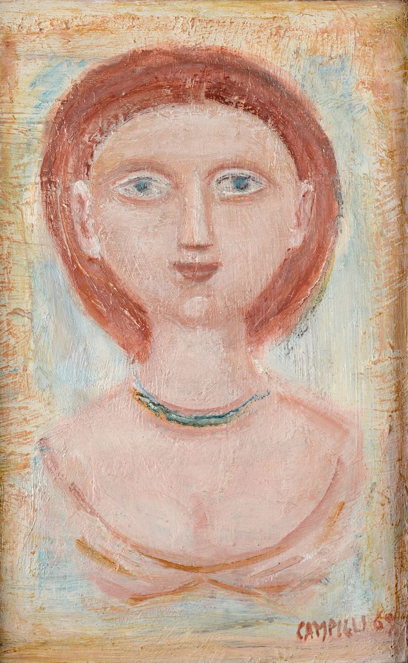 Massimo Campigli - Donna con collana, olio su tela