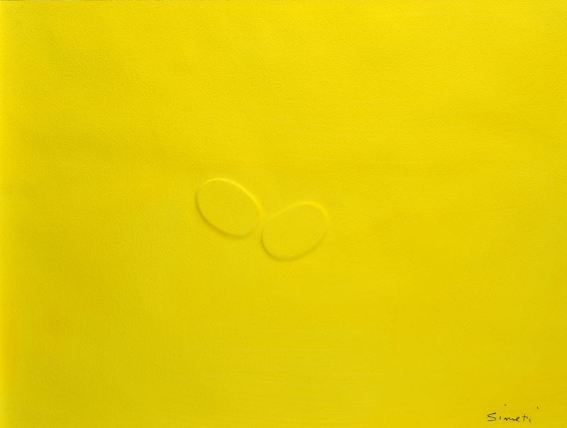 Turi Simeti - Due ovali gialli (calcografia, 2000)
