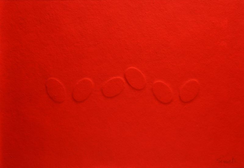 Turi Simeti - Sei ovali arancioni (calcografia, 2000)