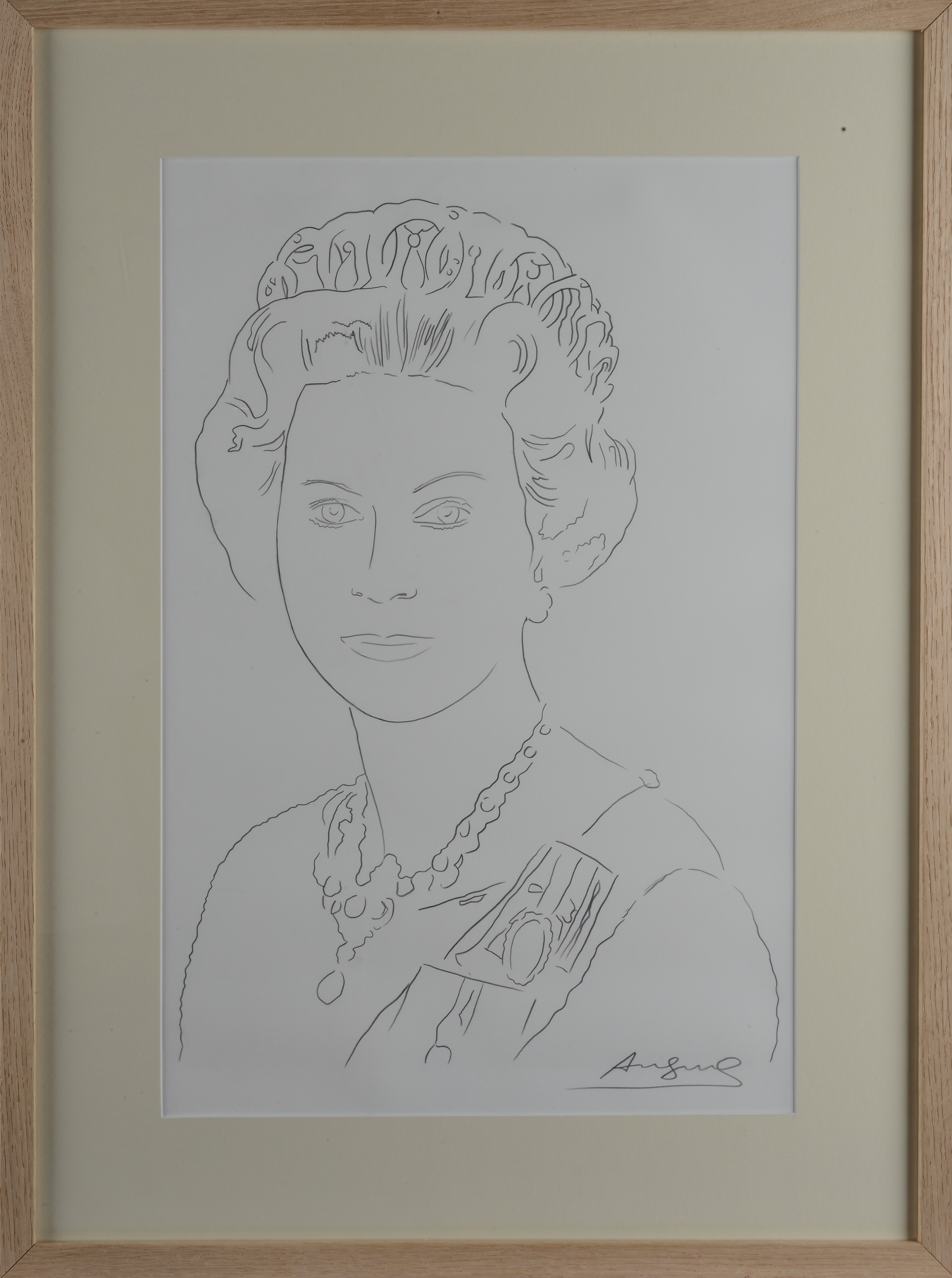 Andy Warhol - Queen Elizabeth II, matita su carta