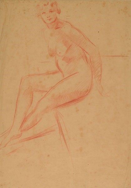 Achille Funi - Nudo Seduto