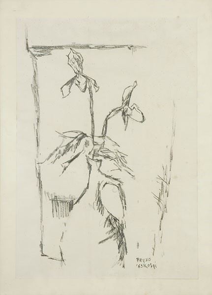 Bruno Rosai : Vaso con fiore  (1963)  - Carboncino su carta - Asta ARTE MODERNA - Galleria Pananti Casa d'Aste