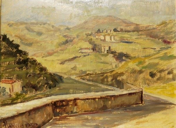 A. Santella : Country road  (1950)  - Oil on the table - Auction AUTHORS OF XIX AND XX CENTURY - Galleria Pananti Casa d'Aste