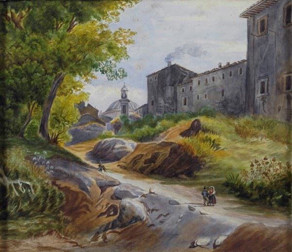 Anonimo, XIX sec. : Landscape  - Watercolor - Auction AUTHORS OF XIX AND XX CENTURY - Galleria Pananti Casa d'Aste