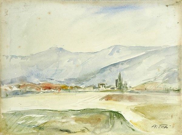Attr. a Arturo Tosi : Paesaggio  - Acqaurello - Auction STORART: Dipinti, oggetti, arredi dal XVII al XX sec. - II - Galleria Pananti Casa d'Aste