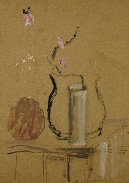Anonimo, XX sec. : Vaso con candela  - Olio su carta gialla - Asta STORART: Dipinti, oggetti, arredi dal XVII al XX sec. - II - Galleria Pananti Casa d'Aste
