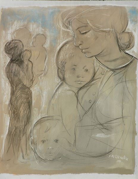 Fausto Maria Liberatore : Familiar  (1971)  - Mixed technique on board - Auction MODERN  ART - TUSCANY AUTHORS - Galleria Pananti Casa d'Aste
