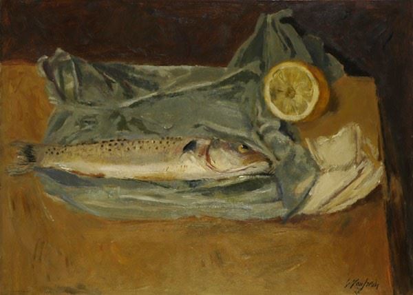 Giuseppe Manfredi - Natura morta con pesci