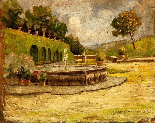 Gino Tommasi : Paesaggio  - Olio su cartone - Asta AUTORI DEL XIX E XX SEC - Galleria Pananti Casa d'Aste