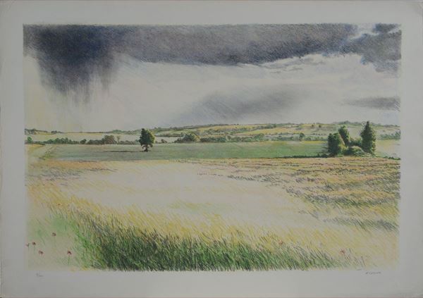 Rodolfo Ceccotti : Paesaggio  - Litografia - Asta GRAFICA - Galleria Pananti Casa d'Aste