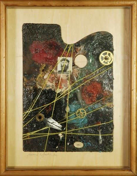Giovanni Raffaelli : Composizione  (1982)  - Assemblaggio polimaterico su tavola - Asta Edizioni e multipli di arte contemporanea - Galleria Pananti Casa d'Aste